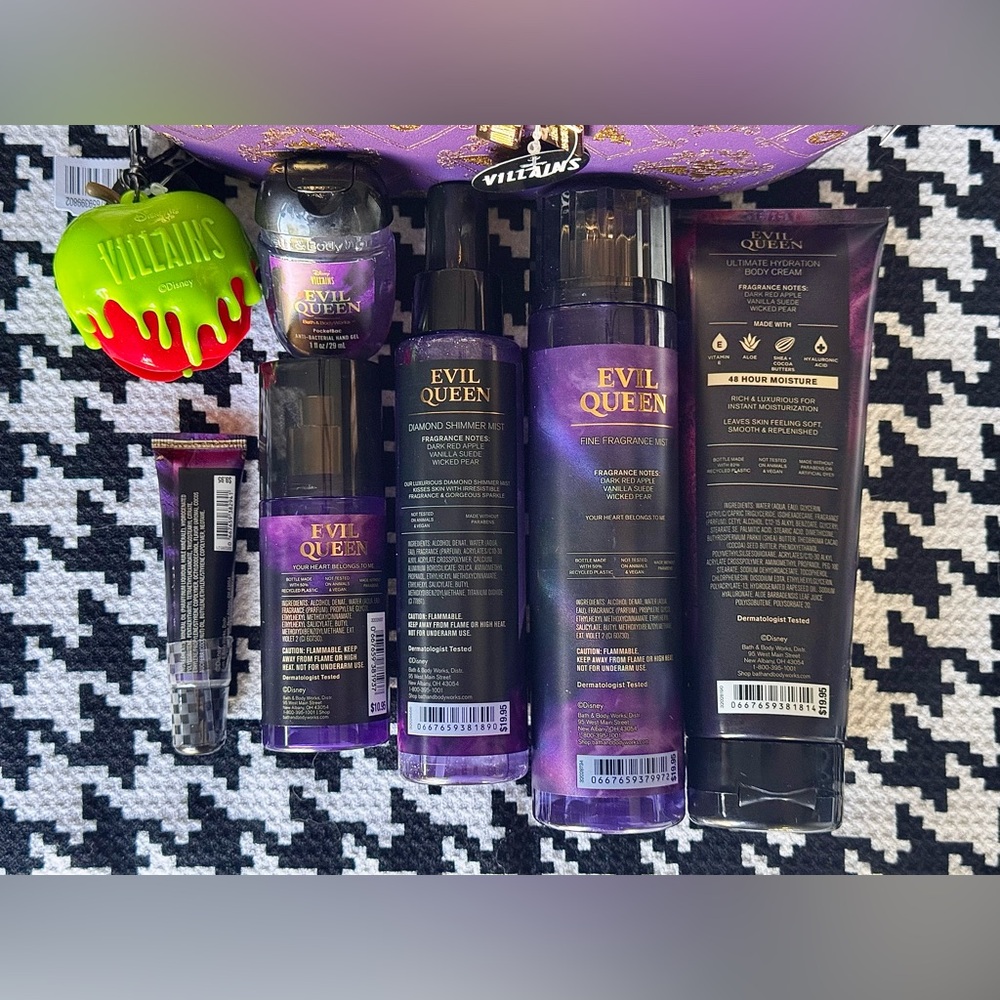 NEW B&BW 8pc Evil Queen Body Care Set & NWT Large  Cosmetic Bag, Disney Villains - Picture 5 of 12